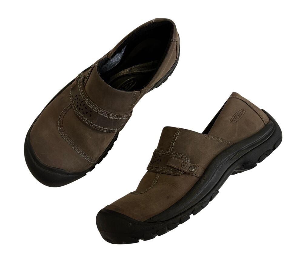 Women Keen Kaci Slip On Hiking Shoes Brown Leather Clog Rubber Toe 10.5